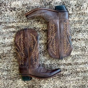 Old West Leather Snip Toe Cowgirl Boots Size 7